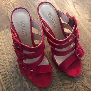 Red Schutz Heeled Sandals